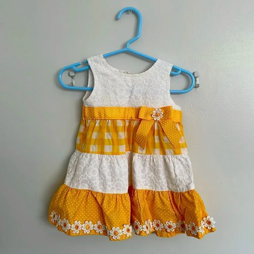 baby girl yellow and white spring Kids Dress size 3-6months